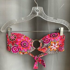 Xhilaration Pink and Black Floral Bandeau Top